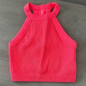 Aerie Bright Pink Ribbed Crop Top